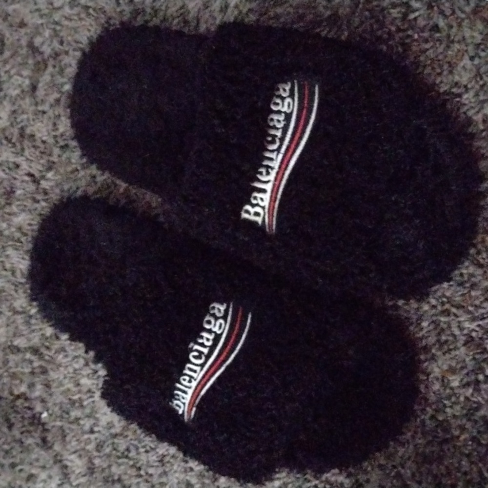 Balenciaga fur slides